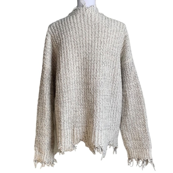 Vistique V-neck Frayed Sweater Size Medium - Picture 3 of 17